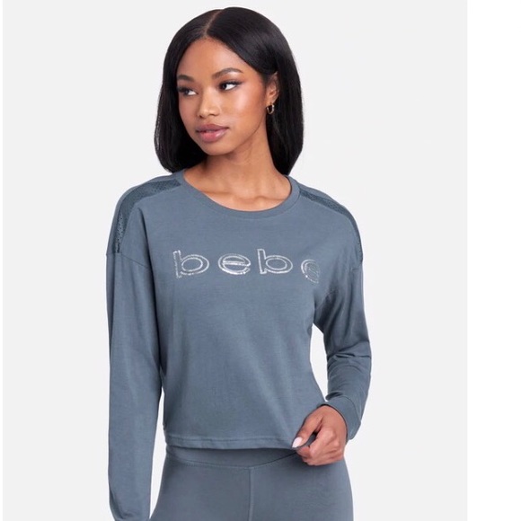 SOLD - Bebe Long Sleeve Smoke Blue Top - NWT - Picture 14 of 14